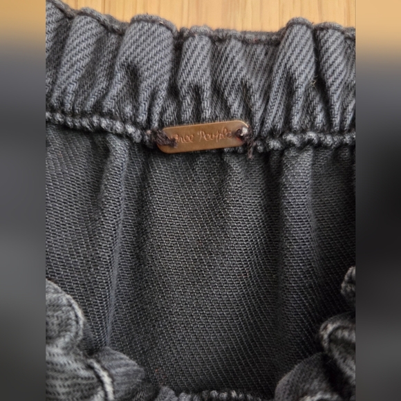 Free People Lou Tiered Baby Doll Mini Dress Light Weight Denim Charcoal‎ - Picture 5 of 8